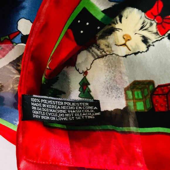 CHRISTMAS Scarf with Holiday Themed Cats  EUC - Picture 2 of 5